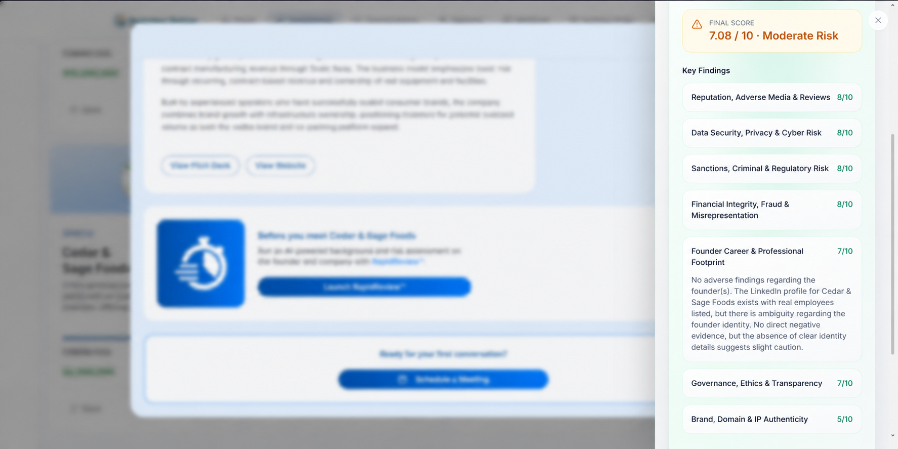 RapidReview trust and diligence report